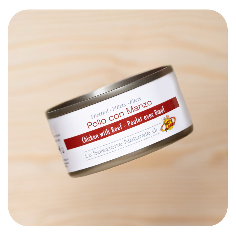 Filets de poulet au naturel avec boeuf pour chien - 85 g - Pet's Planet