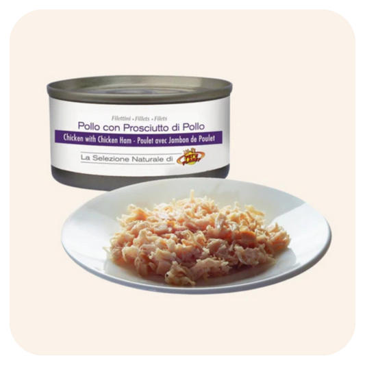 Filets de poulet au naturel avec jambon de poulet pour chat - 85 g - Pet's Planet