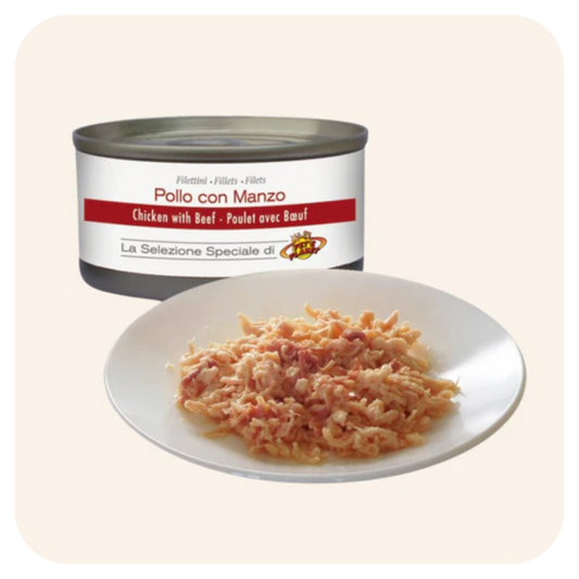 Filets de poulet au naturel avec boeuf pour chat - 85 g - Pet's Planet