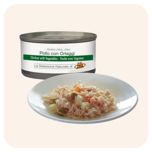 Filets de poulet au naturel avec légumes pour chat - 85 g - Pet's Planet