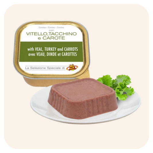 Terrine au veau, à la dinde et aux carottes pour chien - 300 g - Pet's Planet